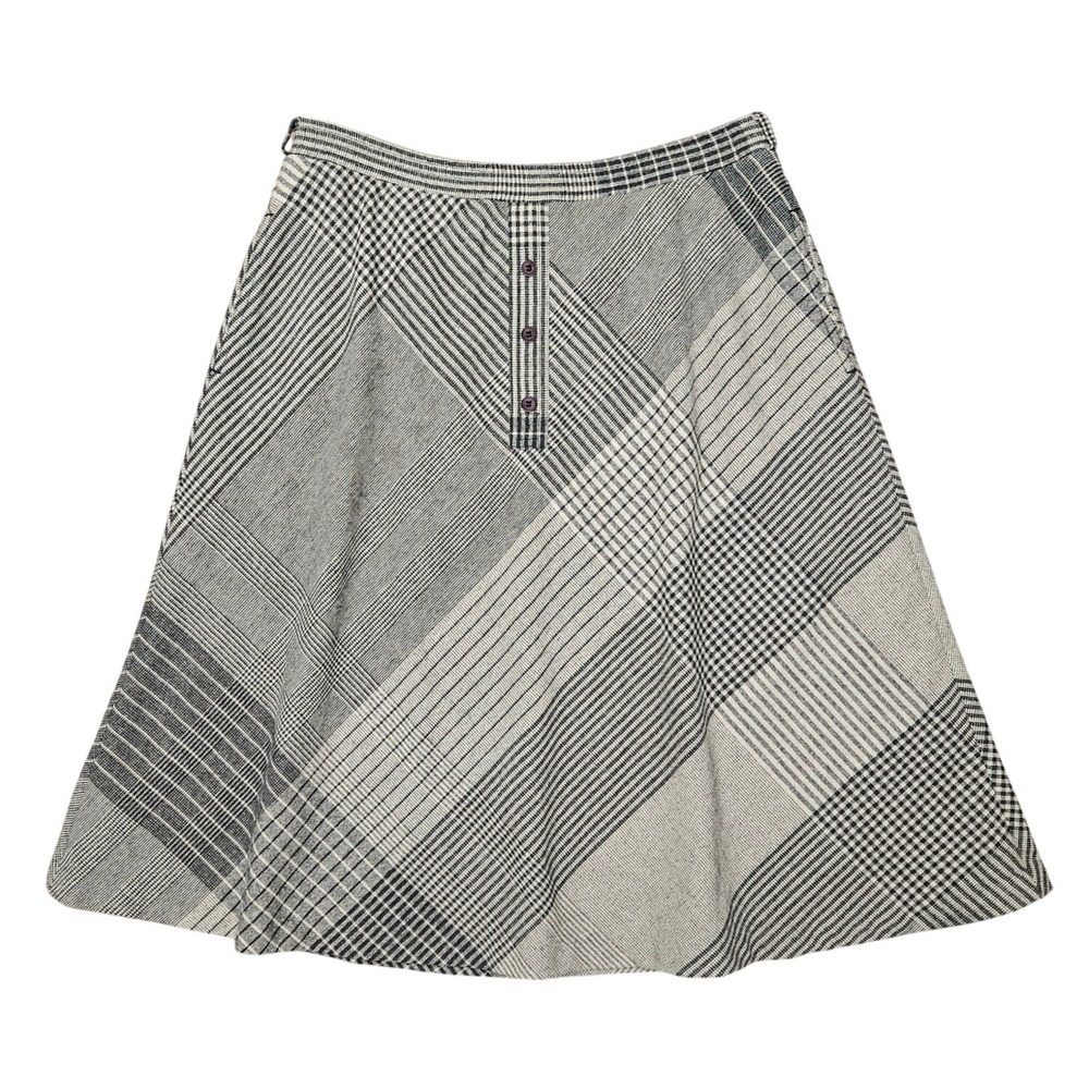 Summit Sportwear A-Line Skirt Women 8 Gray Plaid Wool Blend Midi Dark Acaemia